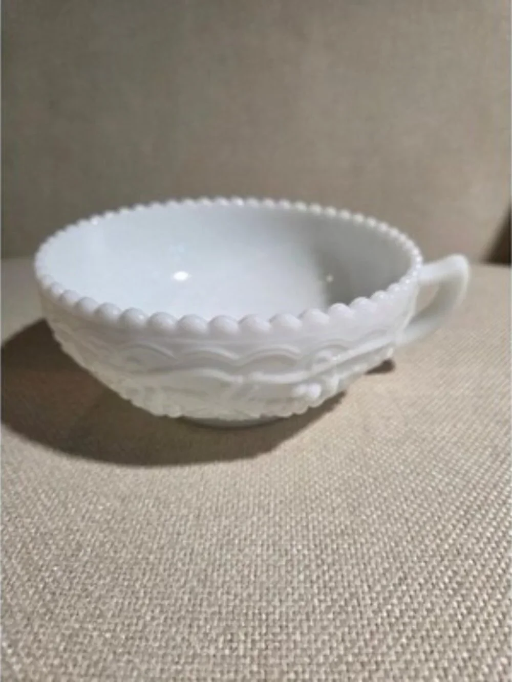 Vintage Imperial Glass Milk Glass 5 inch cream soup bowl grapevine pattern